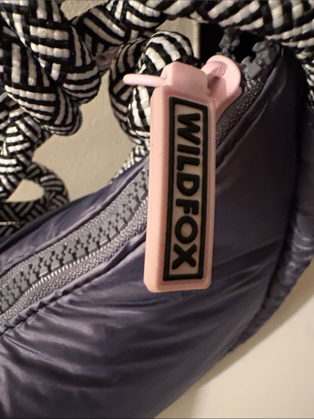 Wildfox shoulder/Crossbody bag in Metallic bluish gray w/ pink and black accents - Picture 7 of 10